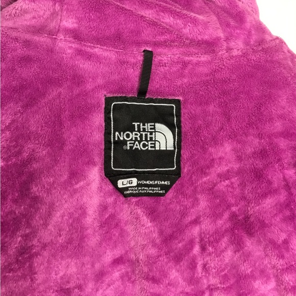 The North Face hooded Jacket Sweater Velvet Lining Magenta Warm Size Women Large - Picture 7 of 7
